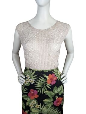 Vintage 90s Y2K Jessica Textured Stretch Sleeveless Top Cream S Minimalist